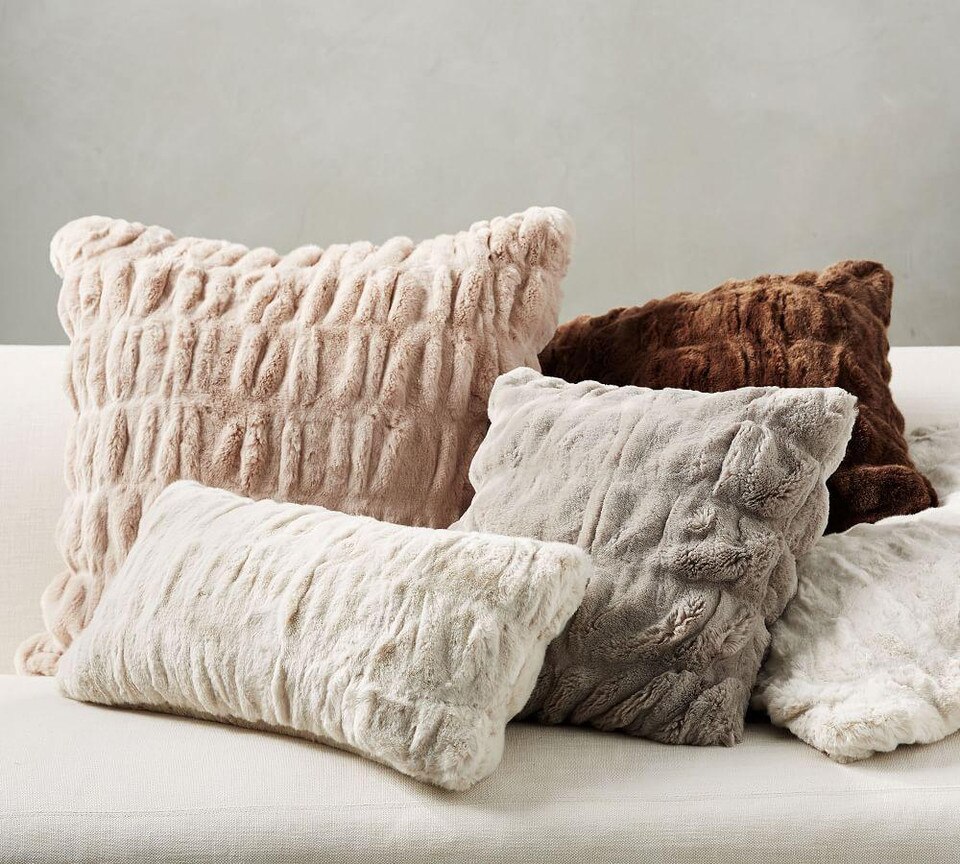 Faux Fur Ruched Cushion Covers Pottery Barn Australia